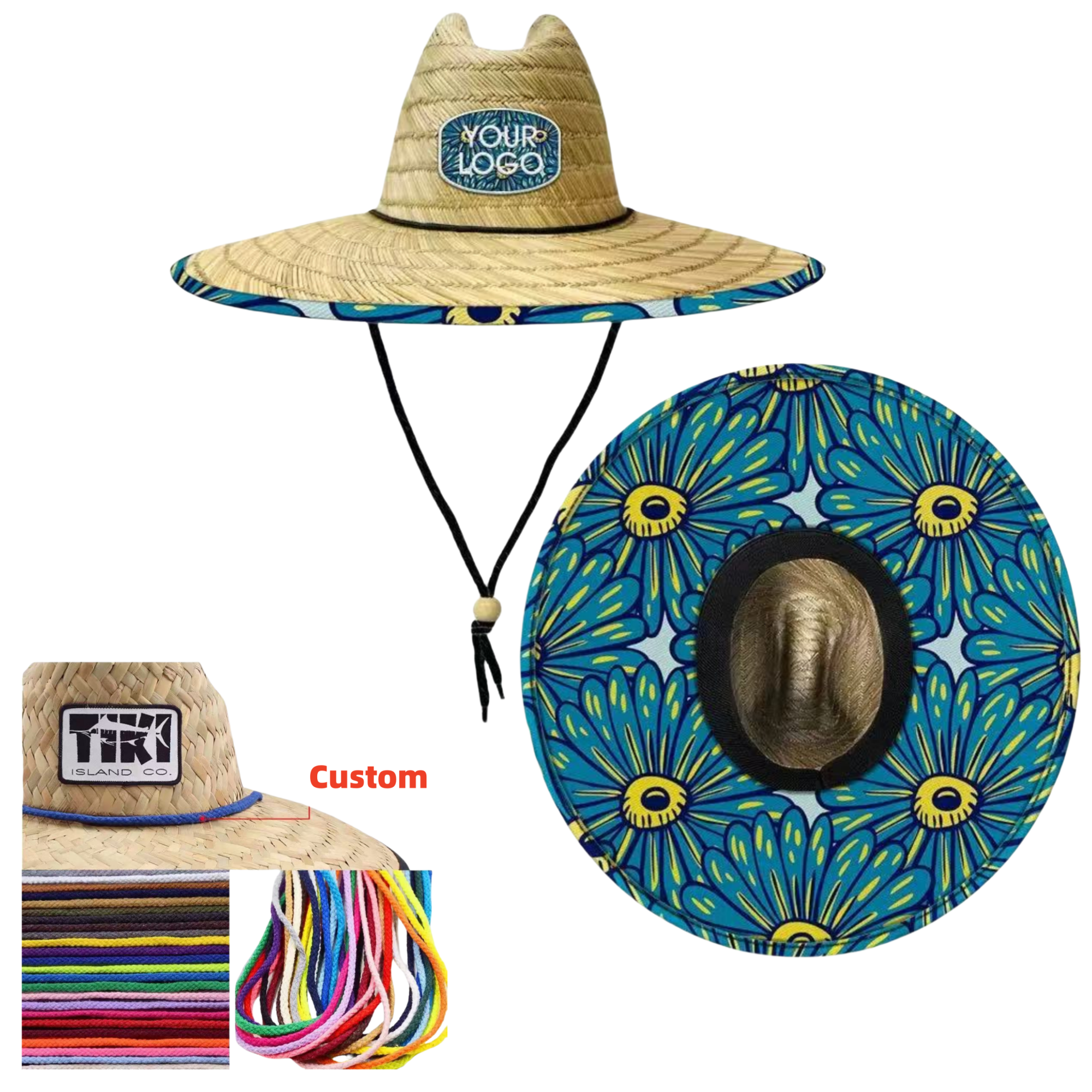 Sun Straw Hat w/ Full Color Underbrim Imprint 2