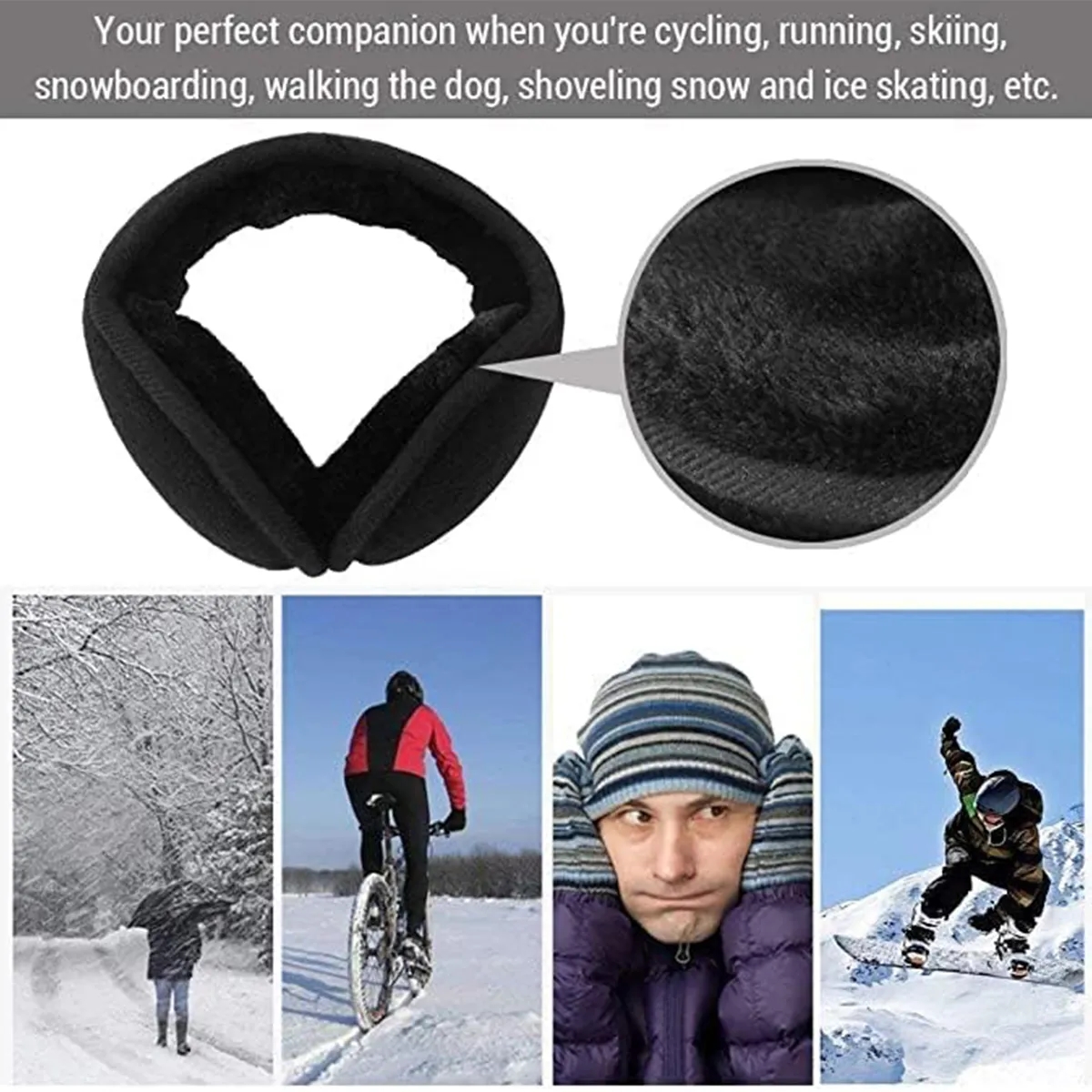 Unisex Fleece Earmuffs Ear Warmers Winter Outdoor Adjustable 3