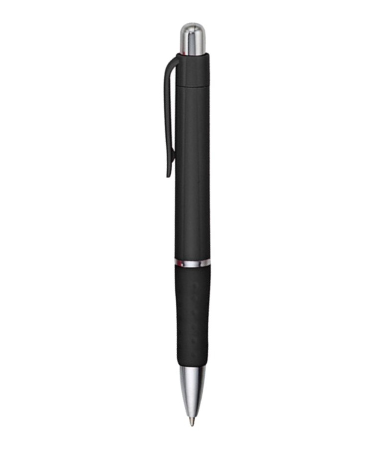 Union Printed - Rigid - Solid Colored Ballpoint Click Pen with Matching Rubber Grip 10