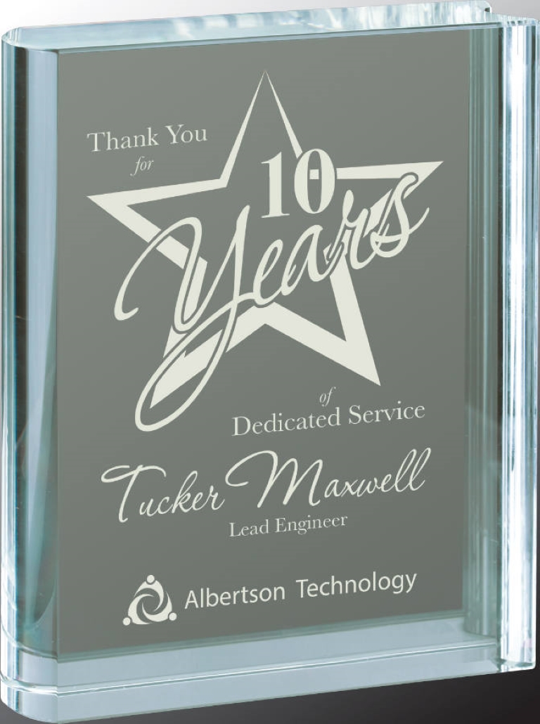 3 3/4" x 5" Clear Crystal Book Award