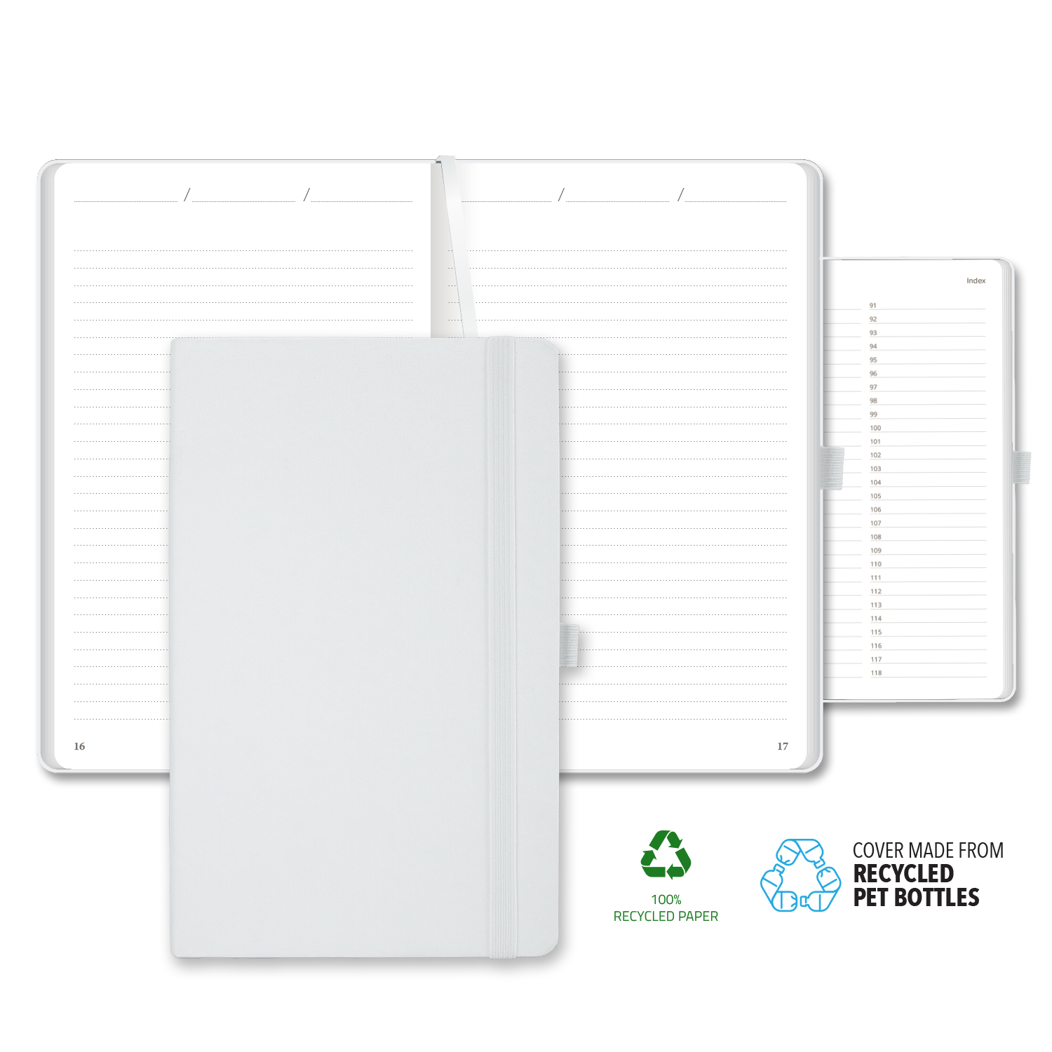 Castelli Oceano ECO rPET Medio Lined Recycled White Page Journal 2