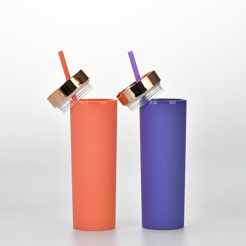16oz Double Layer Plastic Straw Cup / Electroplated Cover 7
