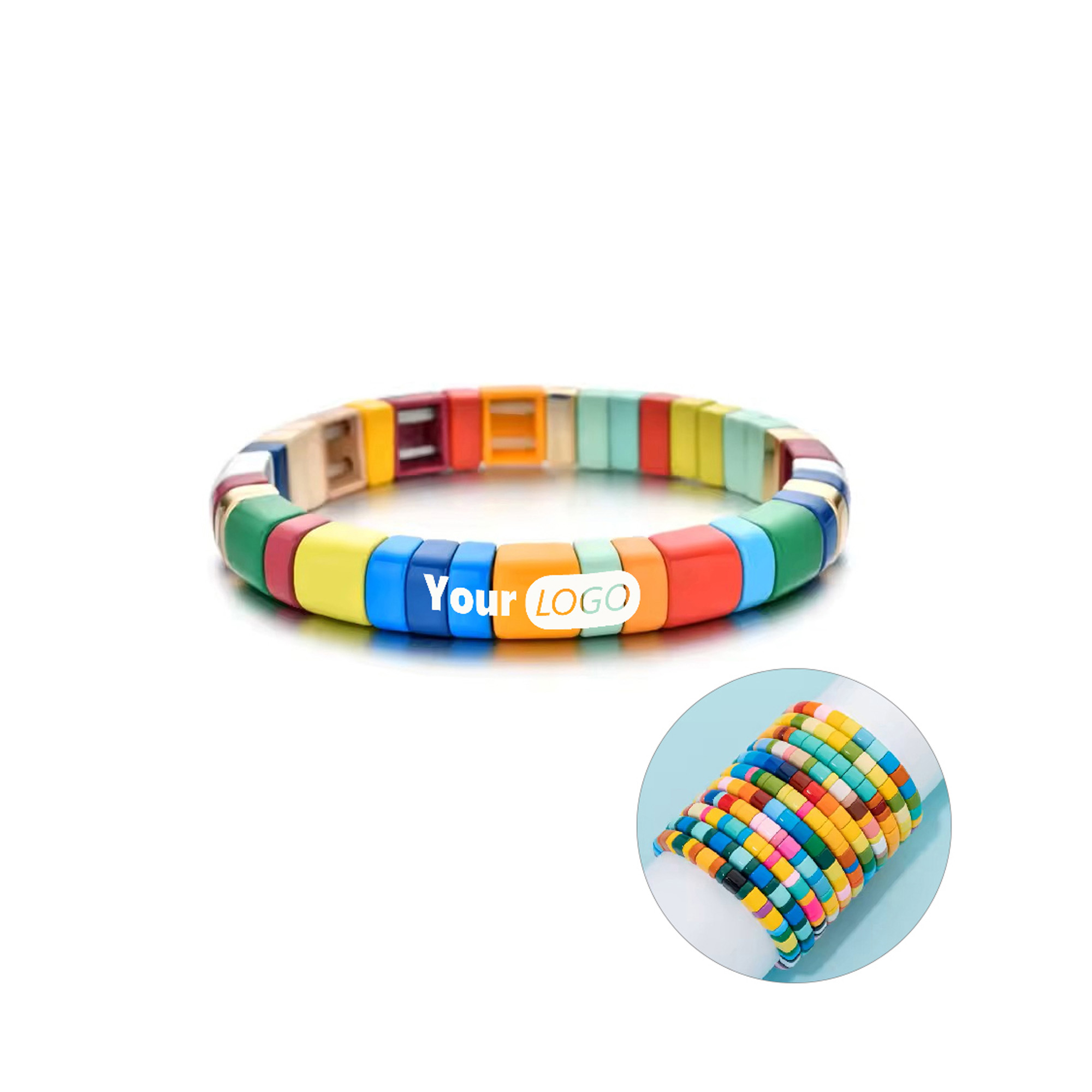 DIY Tile Geometric Semicircle Rainbow Bracelet 2