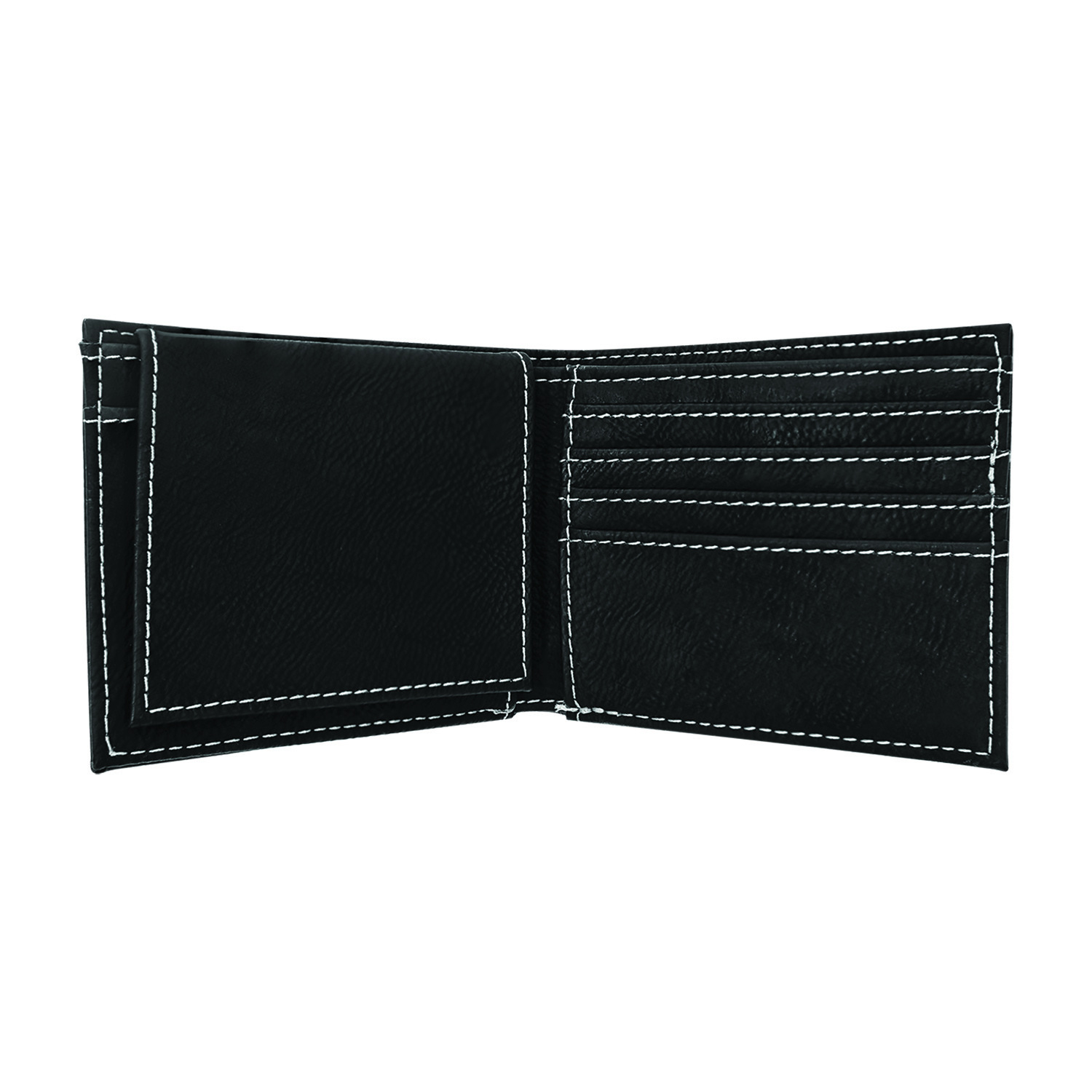 Black/Silver Leatherette Bi-Fold Wallet w/ Flip ID Display 2