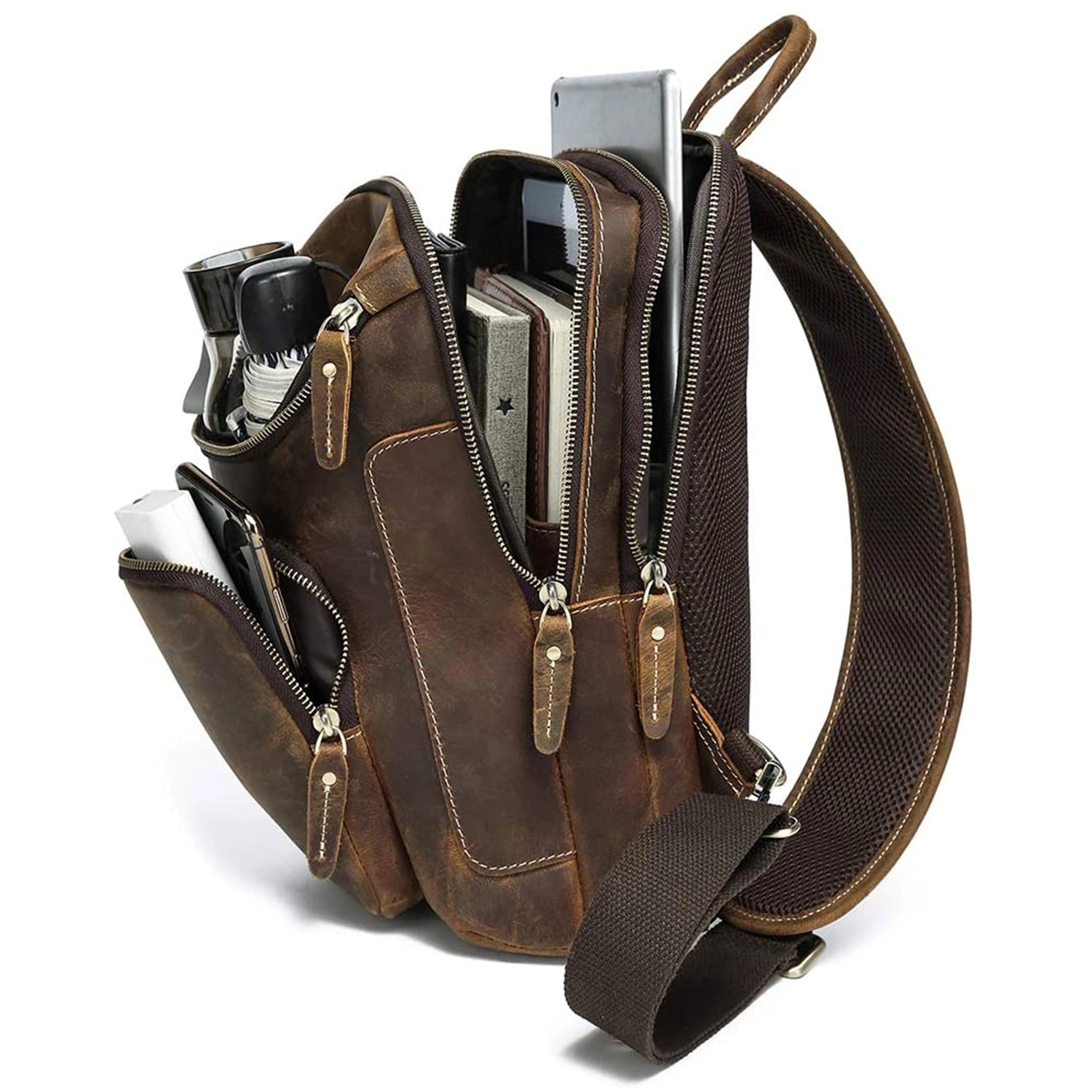 Vintage Full Grain Leather Sling Bag 2