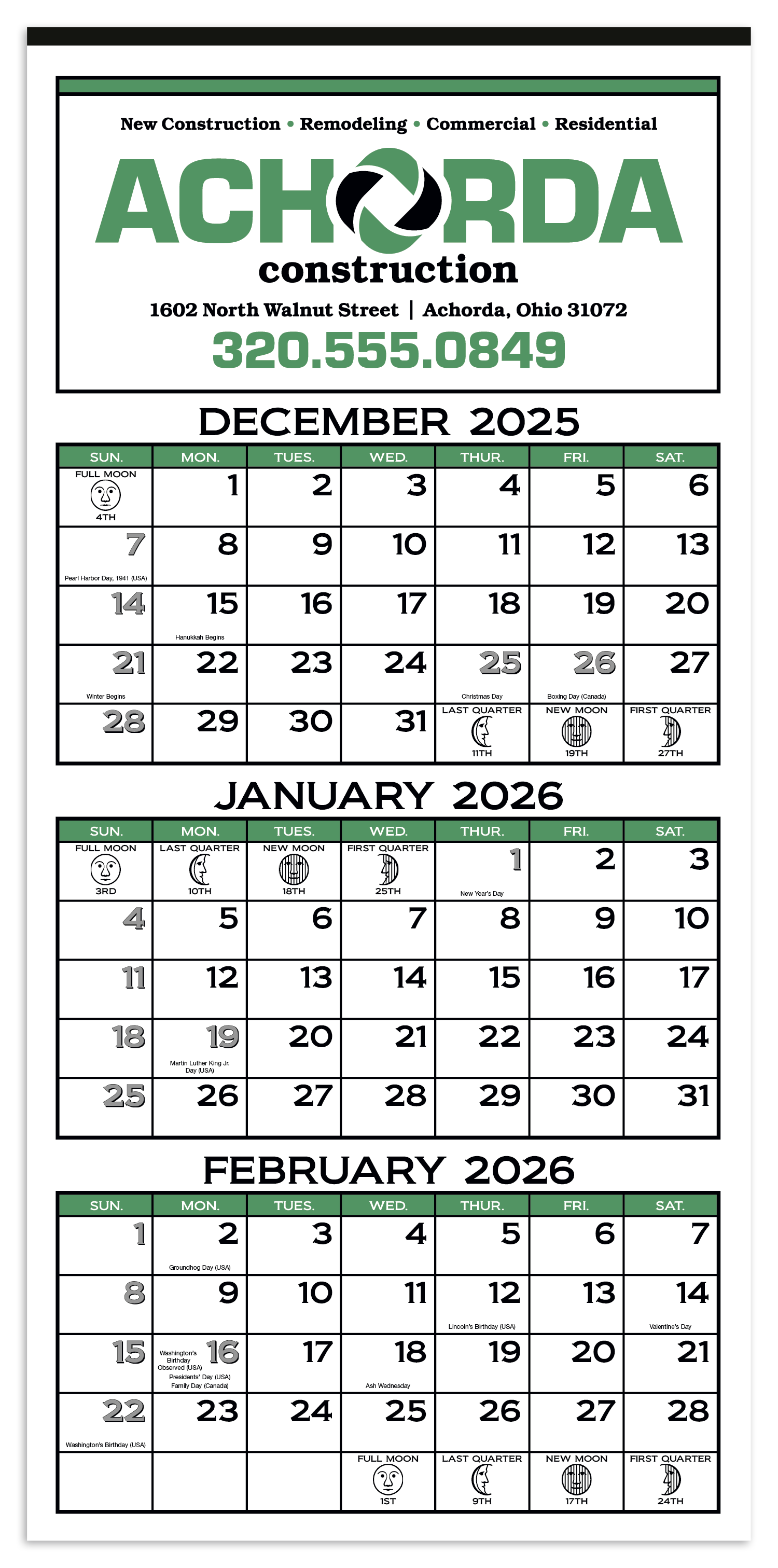 Skinner & Kennedy® 3-Month Display 12-Sheet Calendar 8