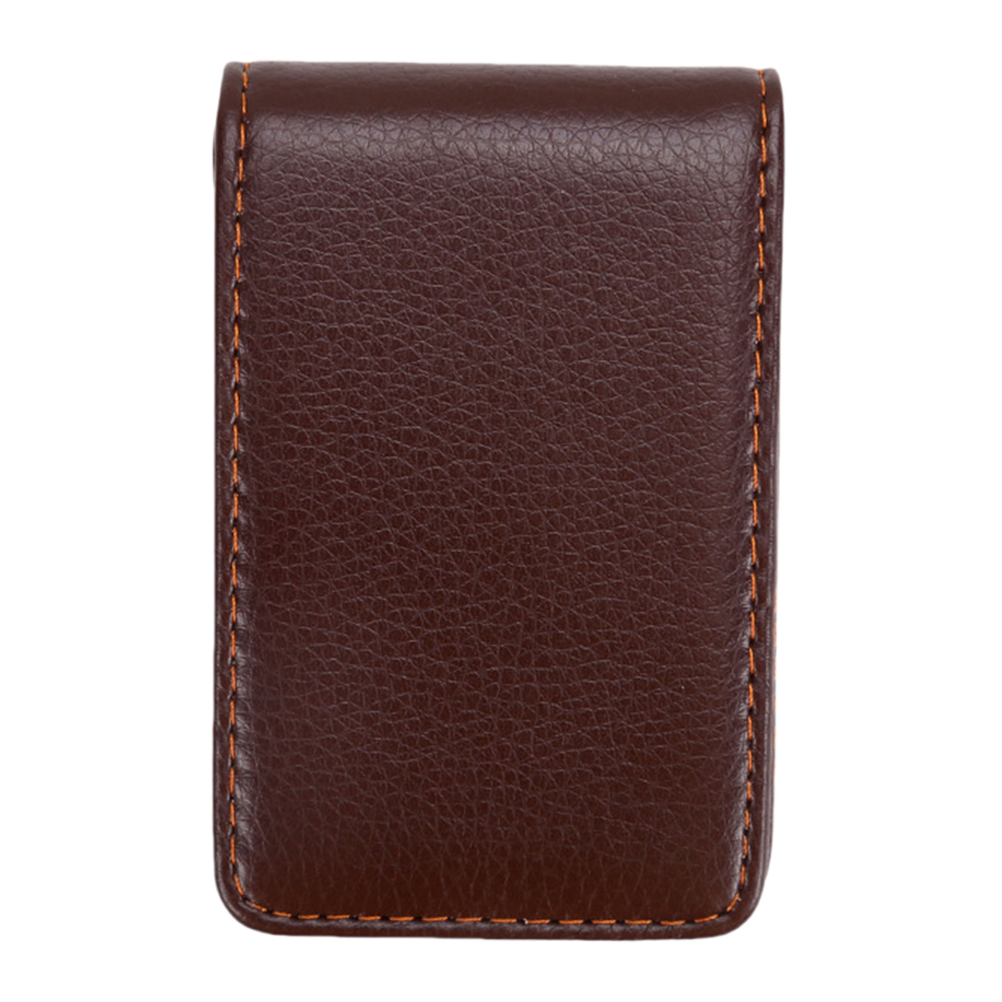 Genuine Leather Short Business Card Holder Vertical Style with Magnetic Closure. 4