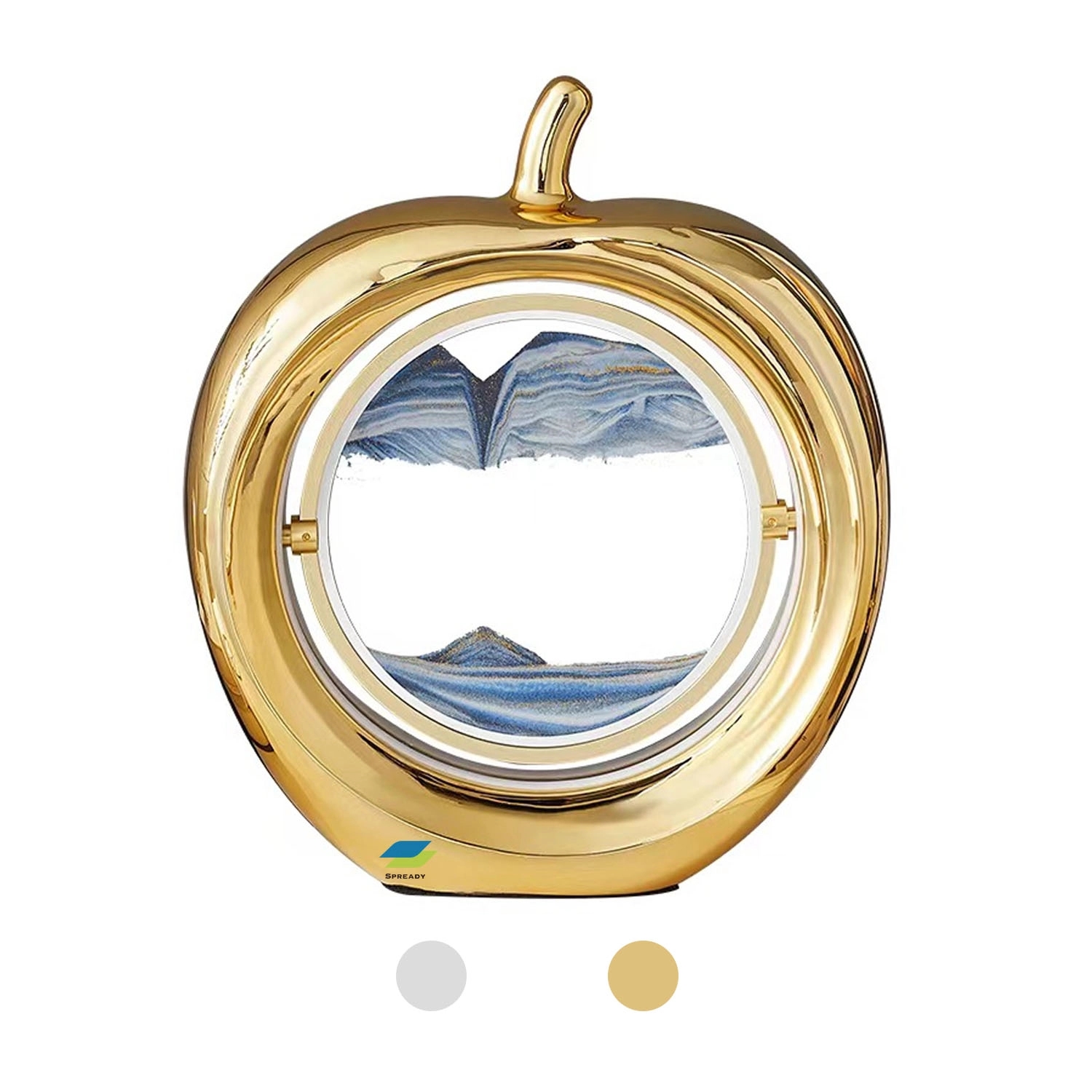 Apple-Shaped Moving Sandscapes With Led Light Table Lamp 2