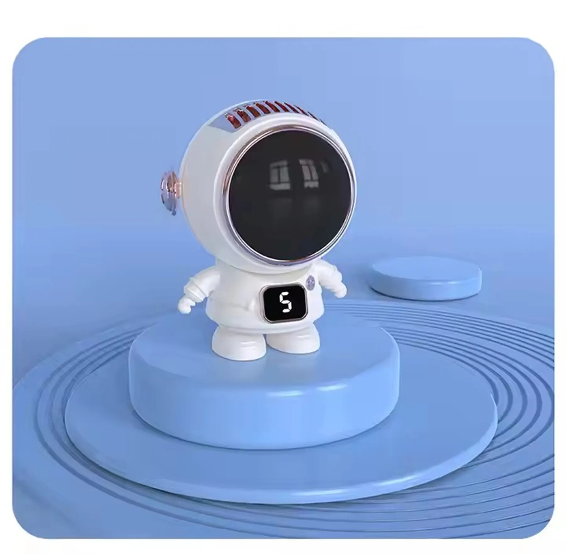 500 mAh Astronaut Cartoon Turbine Leafless Hanging Neck Fan 7