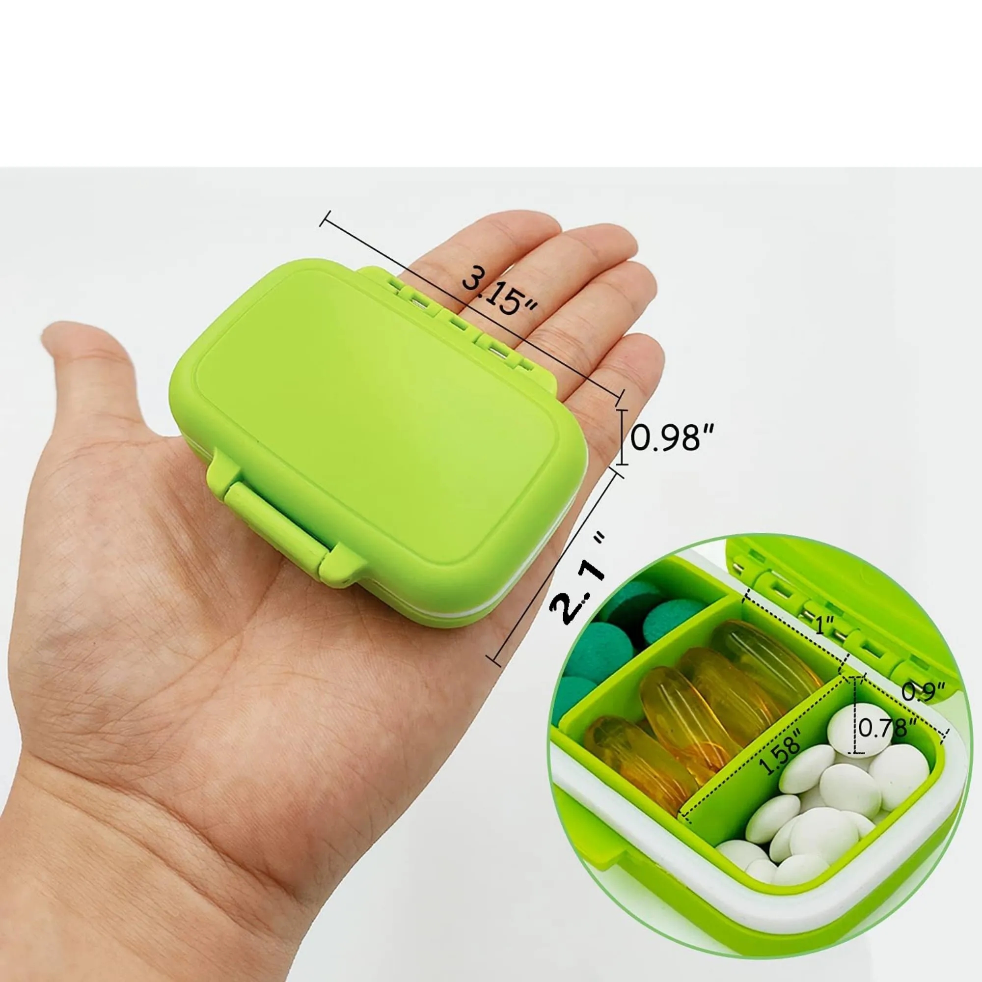 3 Removable Compartments Travel Pill Box 2