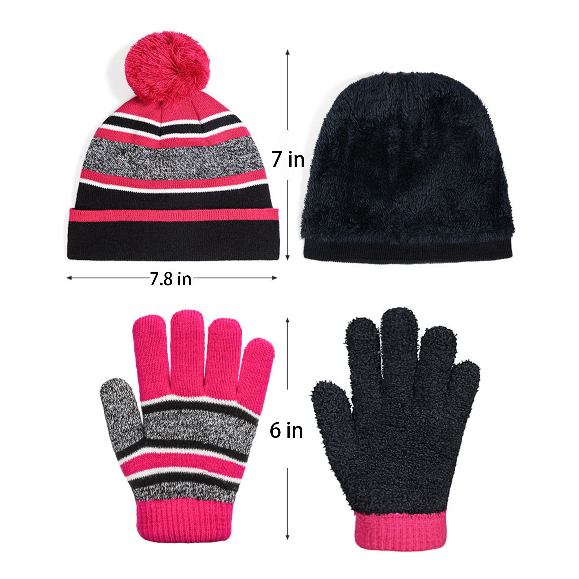 Children's Knitted Gloves Hat Scarf 3 Piece Set 5