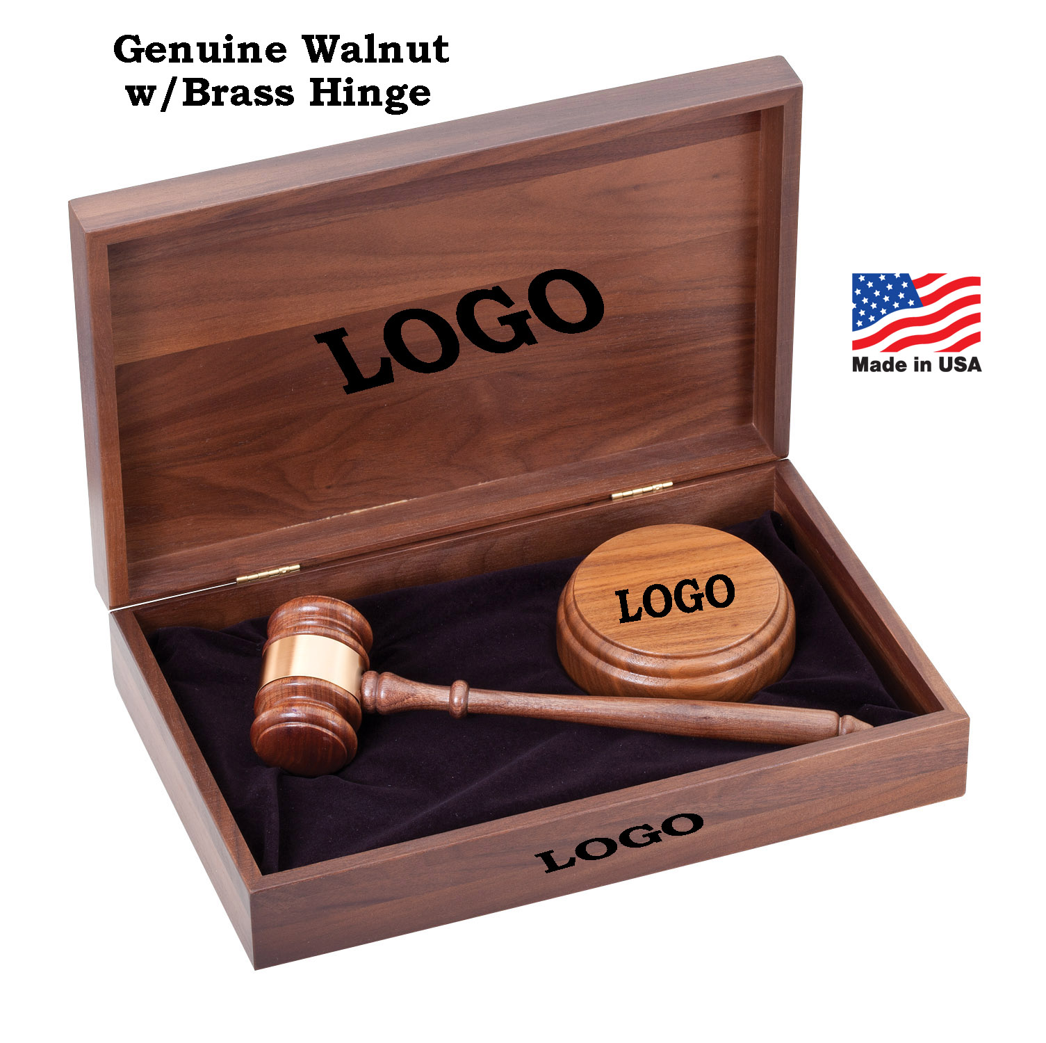 Genuine Solid Walnut Gravel & Block Presentation Set in Walnut Box 1