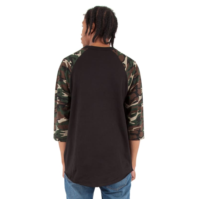 Shaka Wear Adult Three-Quarter Sleeve Camo Raglan T-Shirt 4