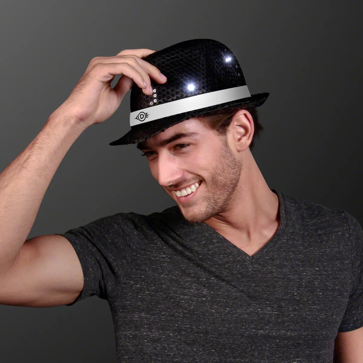 Shiny Single Colored Fedora Hats with Flashing Lights 23