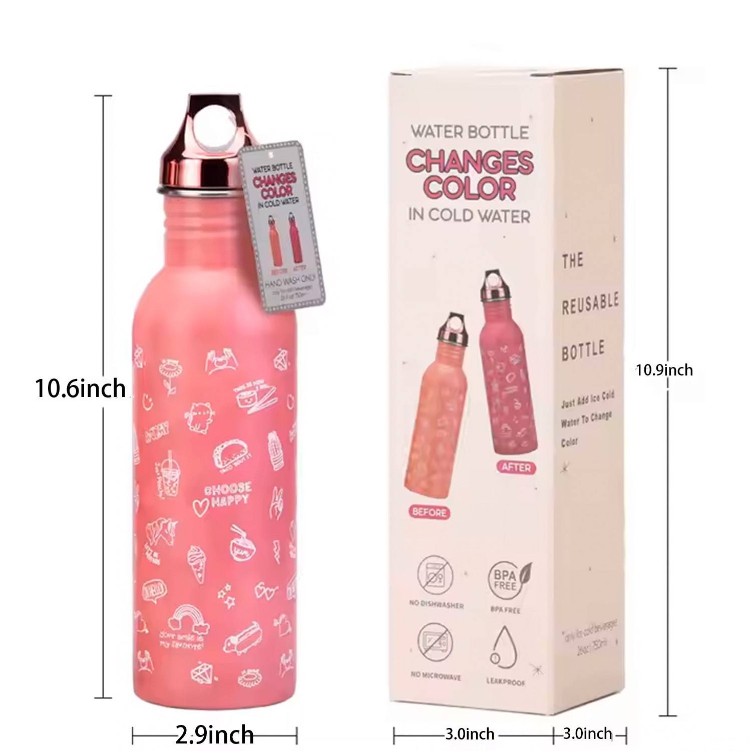 26oz Color-Changing Stainless Bottles for Outdoor Sport, custom water bottle with logo imprint 2