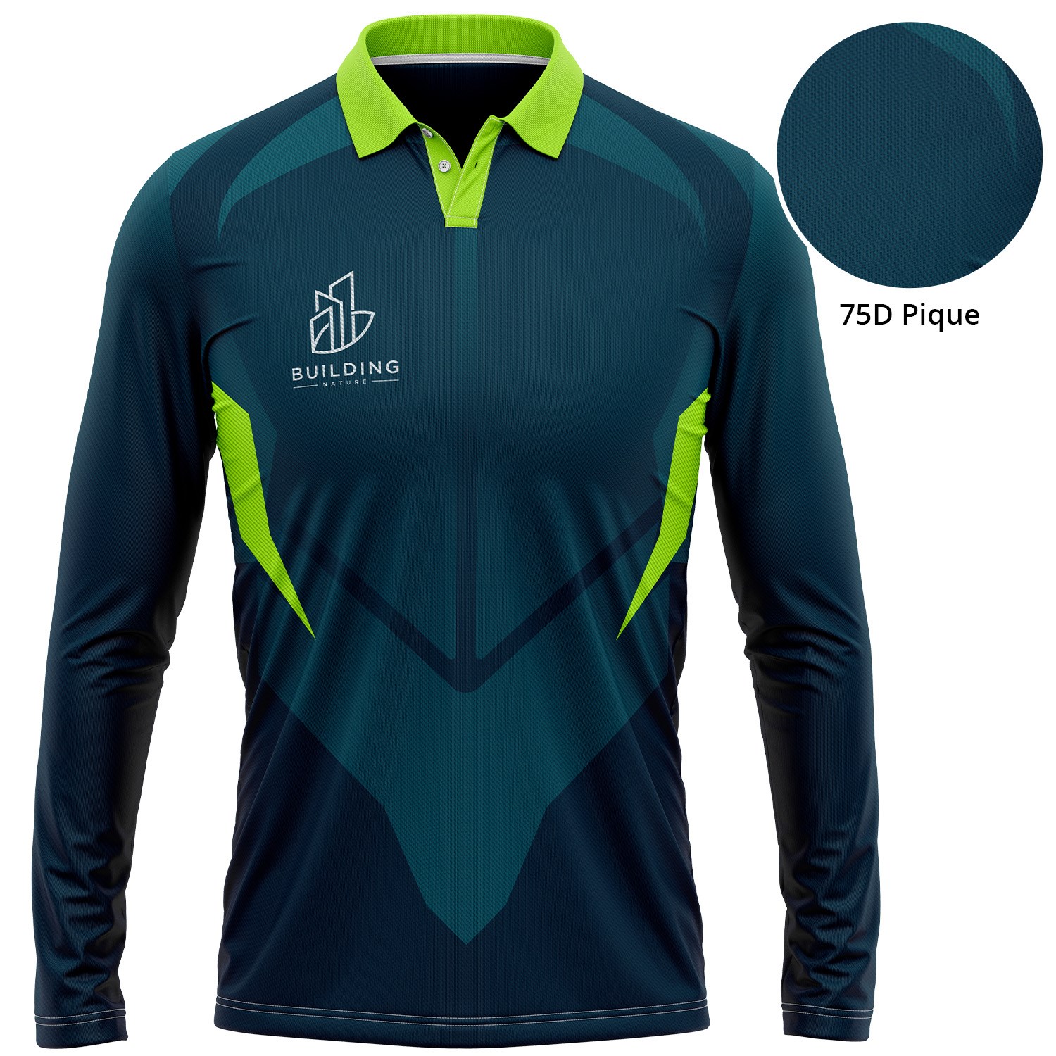 Unisex 75D Pique Sublimation Long Sleeve Polo 2