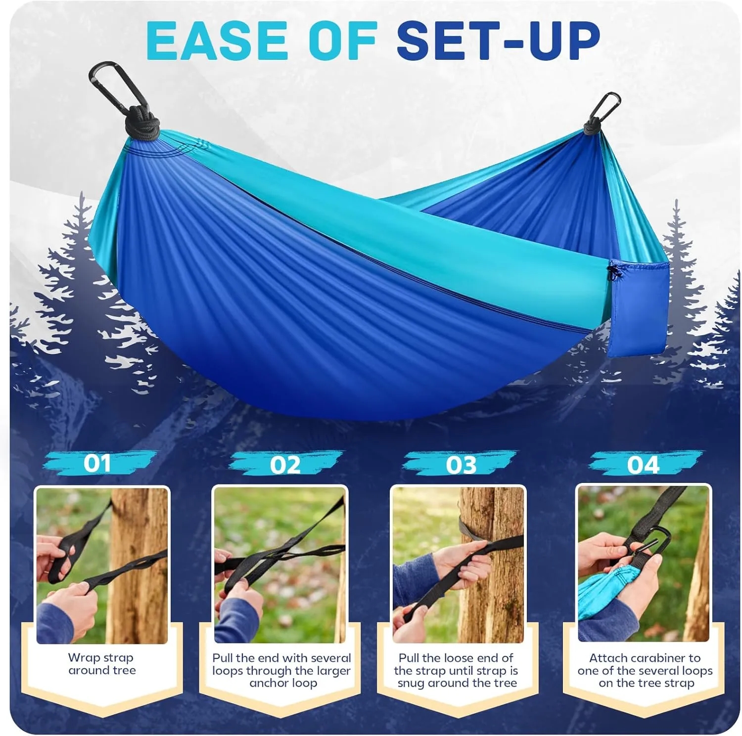 Portable Hammocks with Two Tree Straps 8