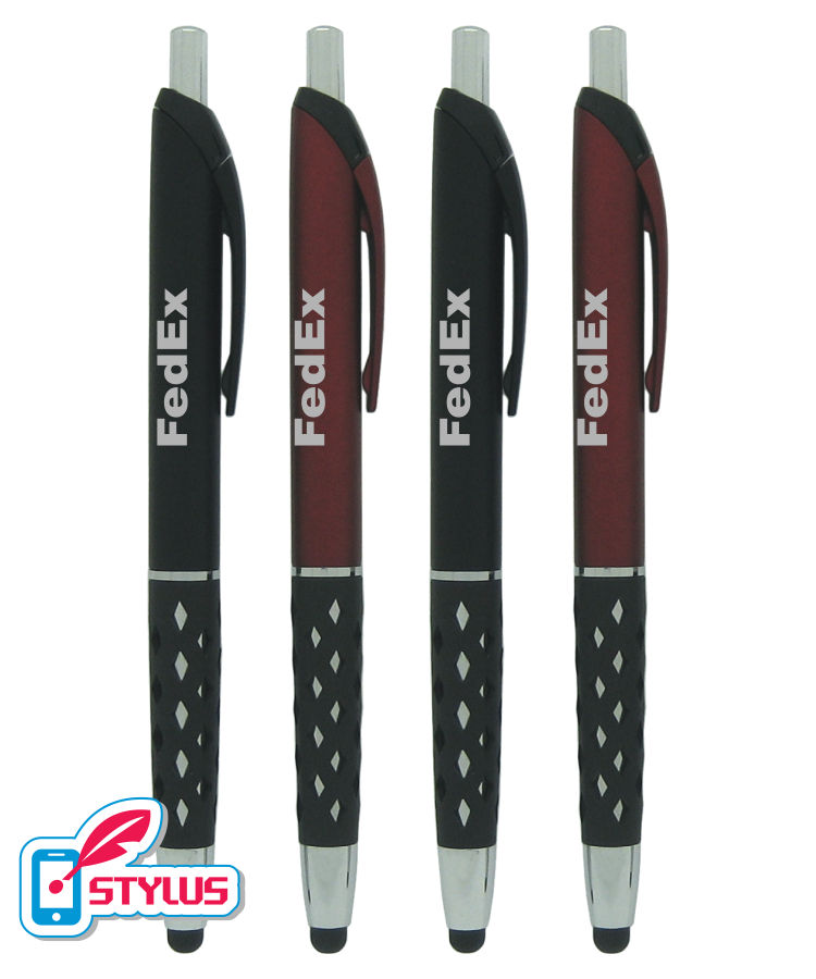 Colored "Window-Grip" Stylus Click Pen with Silver Trim 2