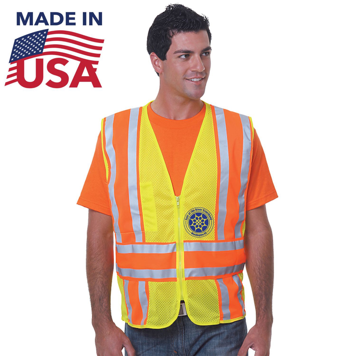 Class 2 USA Made Mesh Safety Zipper Vest with Pockets 2