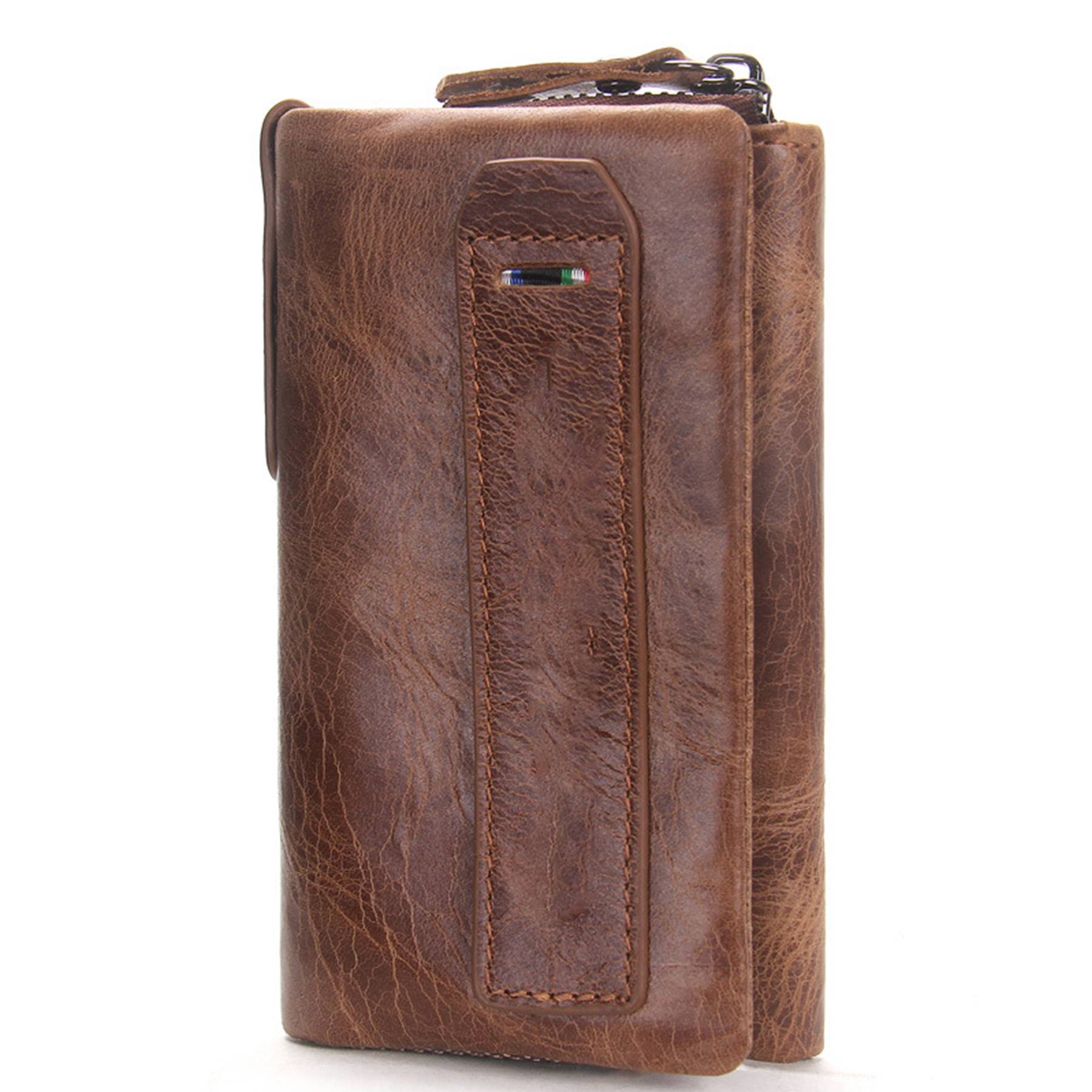 Genuine Leather Key Holder Wallet Men Coffee Black 12