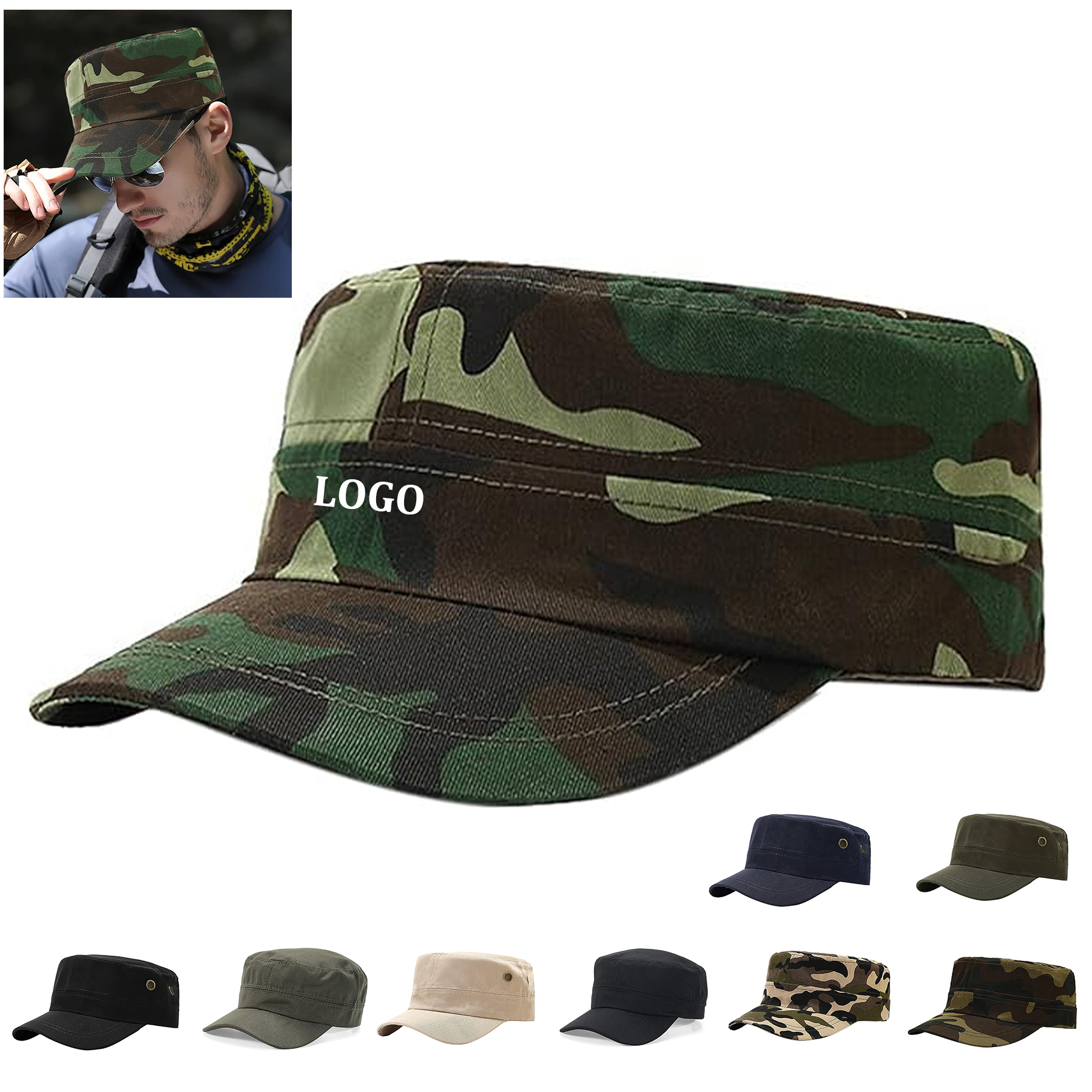 Unisex Cotton Basic Cadet Army Cap 2