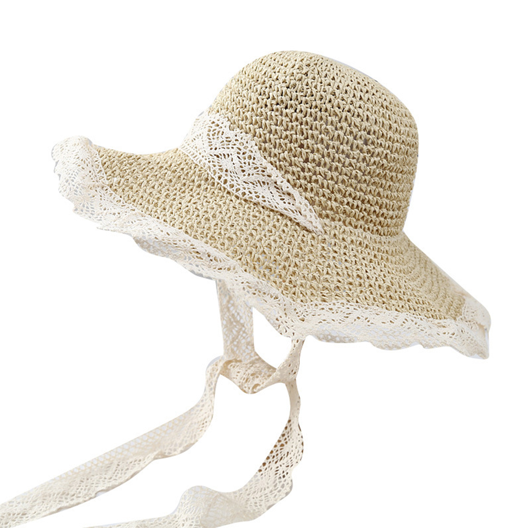 Jute Summer Thin Breathable Lace Cutout Straw Hat 3