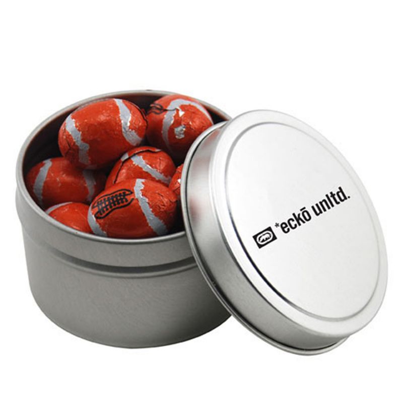 Round Tin with Chocolate Footballs 1