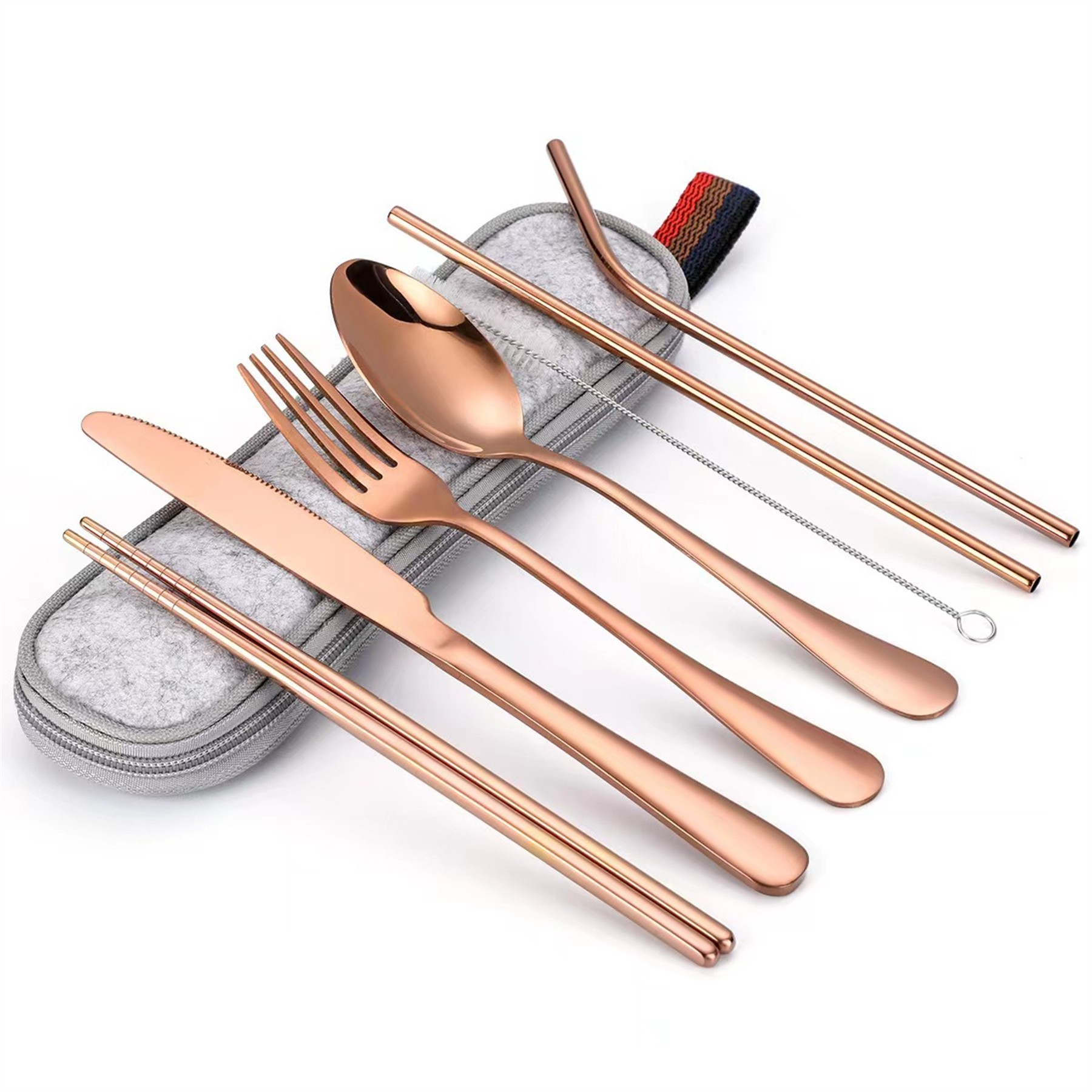 Stainless Steel Utensils With Straw Set Of 7 10