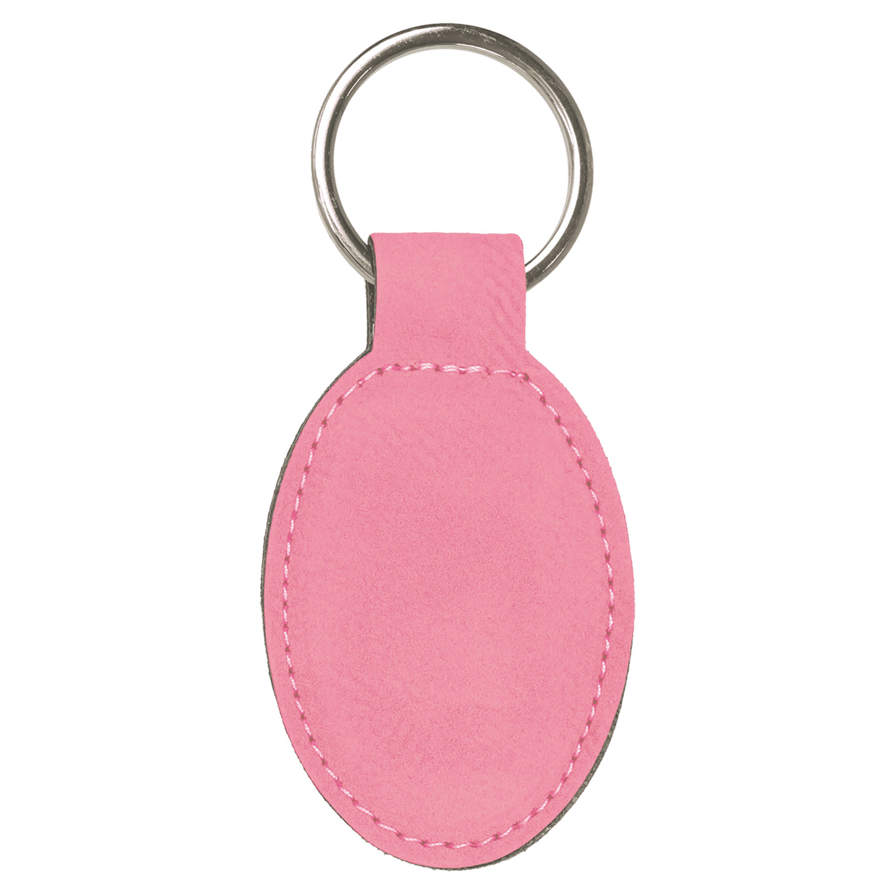 Pink Leatherette Oval Keychain 3