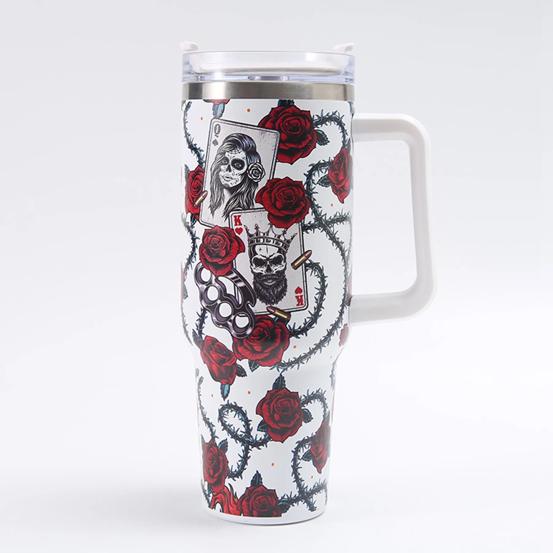 40 Oz Customized Full Color Printed Vacuum Tumbler with Hand 17