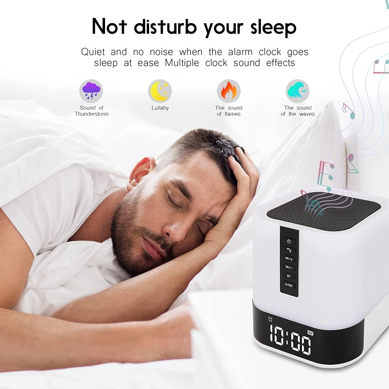 Bluetooth Portable Speakers Alarm Clock,Bedside Lamp 2