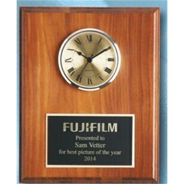 Walnut Square Edge Solid Wood Plaque w/ Clock 7
