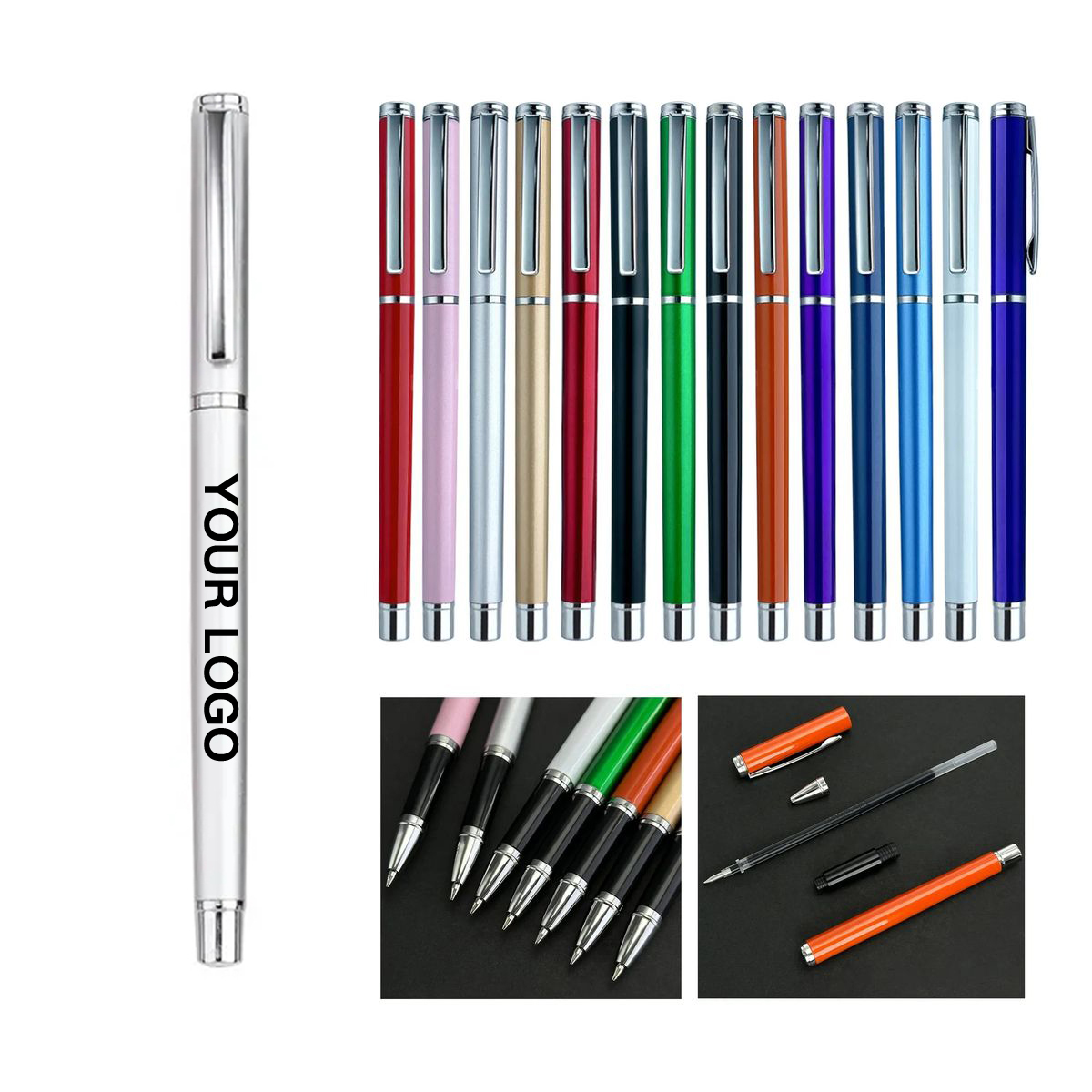 Metal Gel Pen With Removable Cap And Black Ink 11