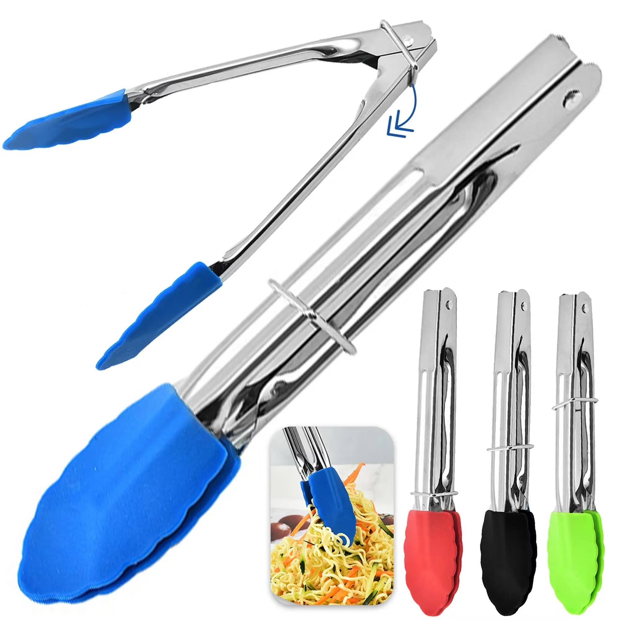 7" BBQ Silicone Tip Tongs