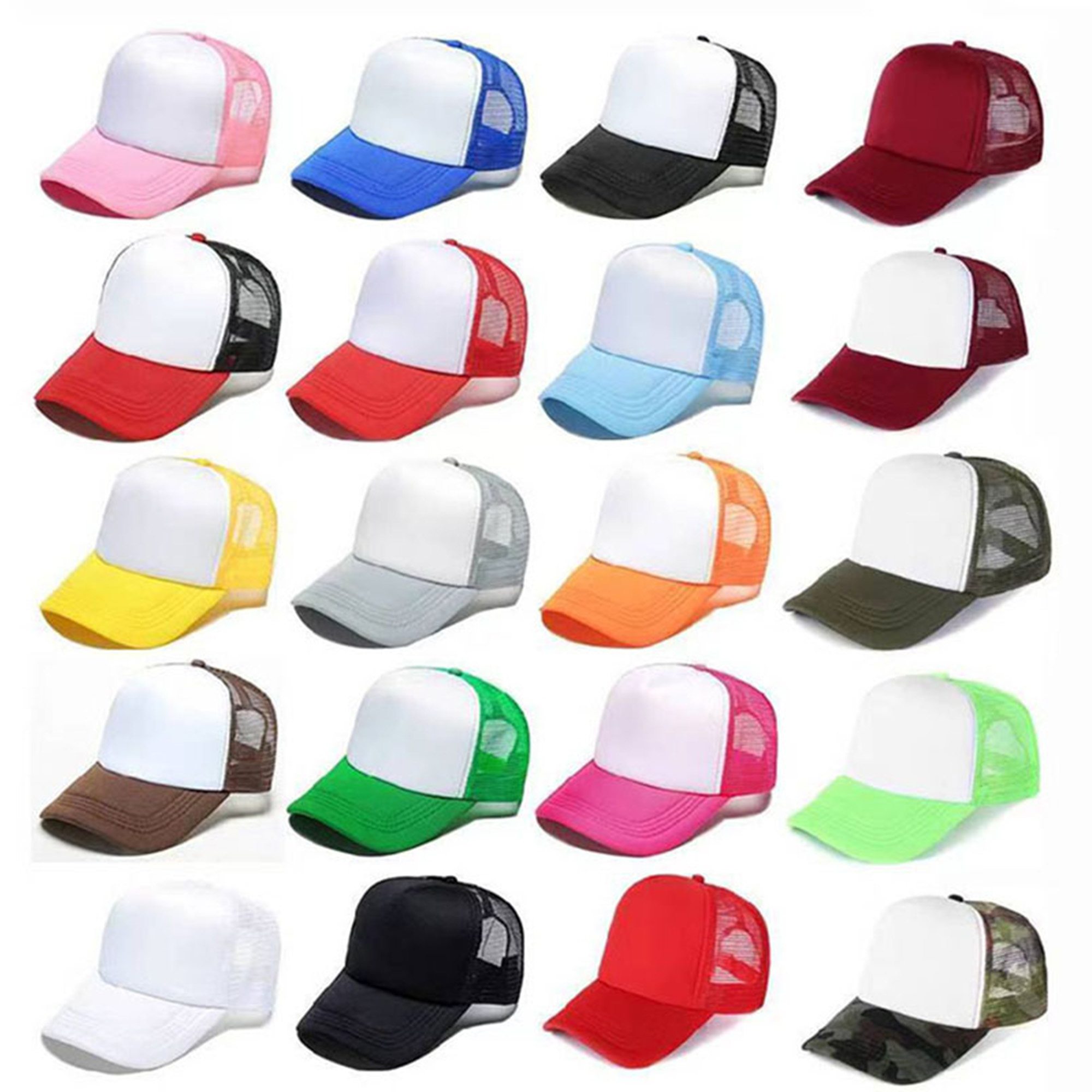 Classic Flat Bill Mesh Trucker Hats w/ Snap Closure Caps 2