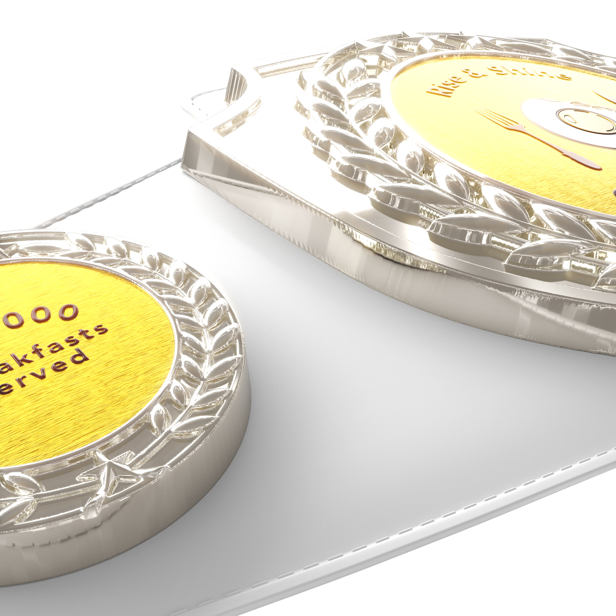Express Vibraprint® Bright Silver Champion Award Shield Belt 21