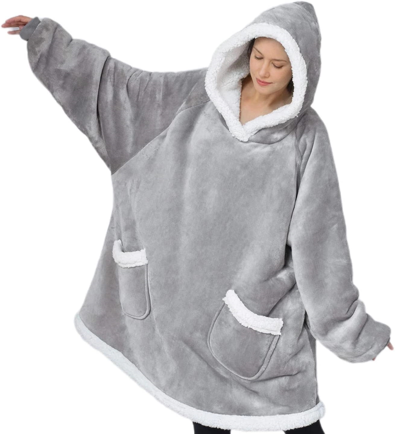 Blanket Hoodie with Deep Pocket and Elastic Sleeve 5