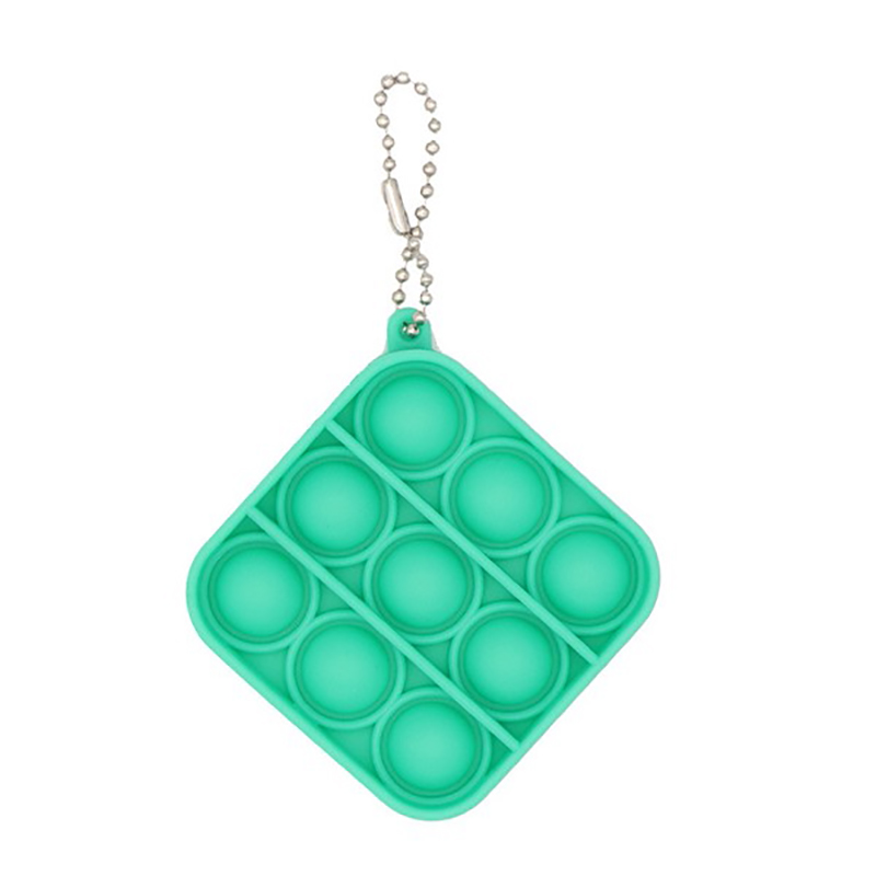 Solid Color Square Shape Bubble Sensory Push Pop Fidget Toy Keychains 2