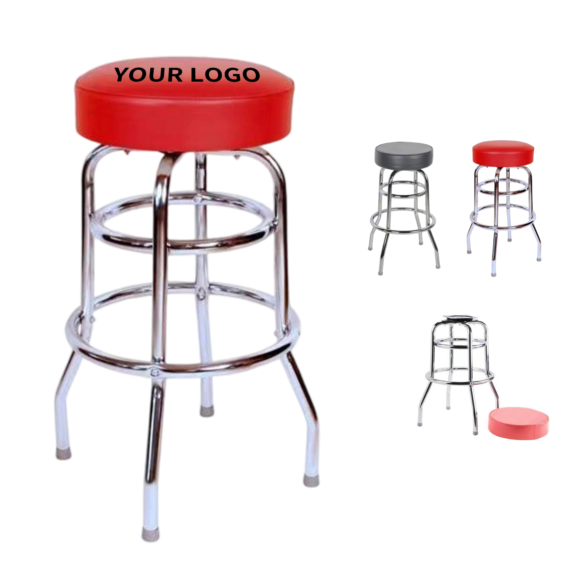 PVC Leather Bar Stool With Single Ring 13.9" By 29.9" 6
