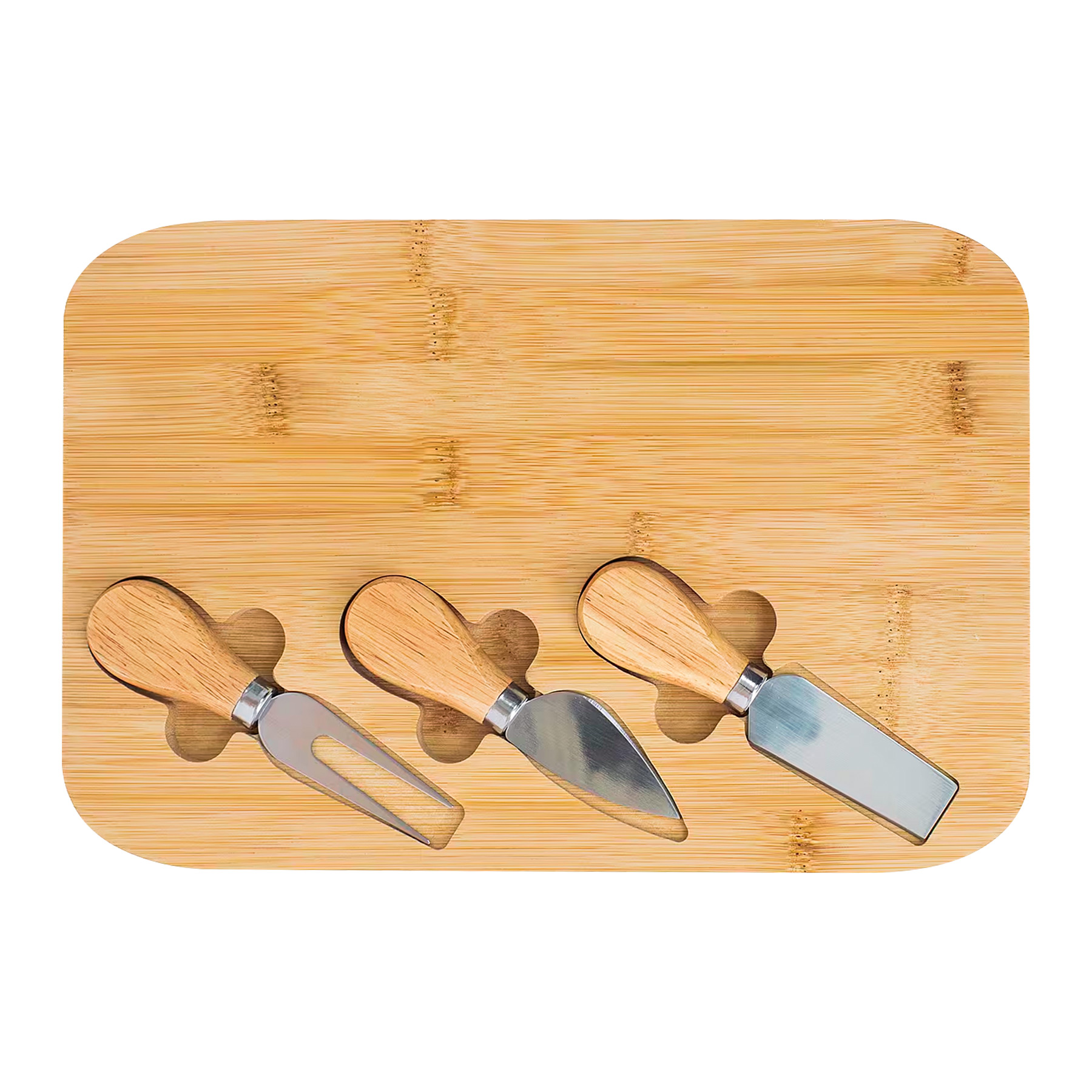 Long Curved Wooden Cutting Cheese Board Set 10