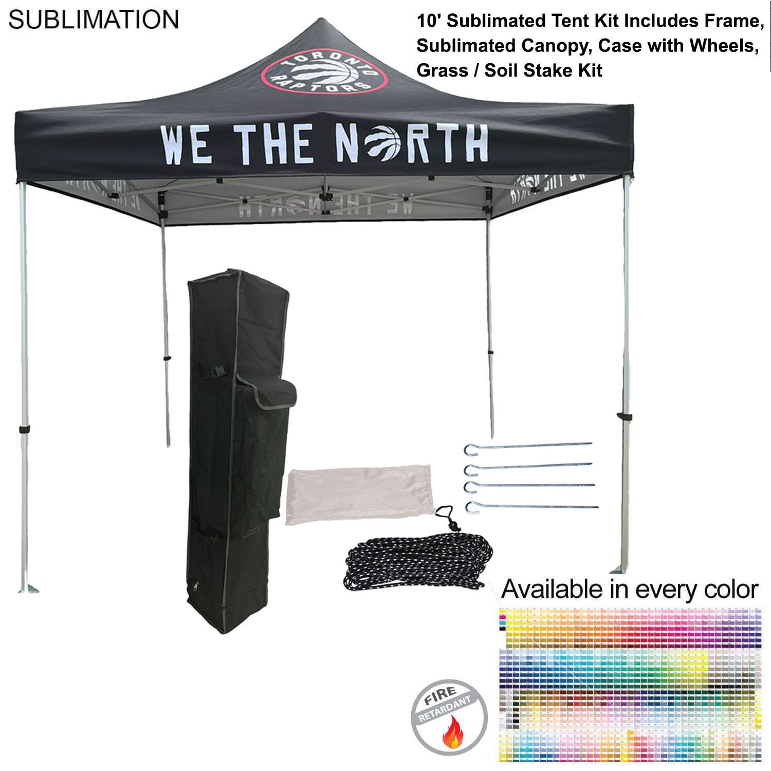 10' Premium Sublimated Tent Kit, Includes Premium 40mm Aluminum Frame, Canopy, Case, Grass Stake Kit 4