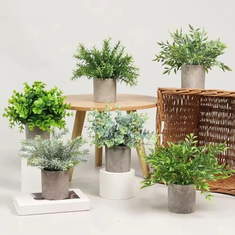 Mini Potted Fake Plants Artificial Small Eucalyptus For Home 7