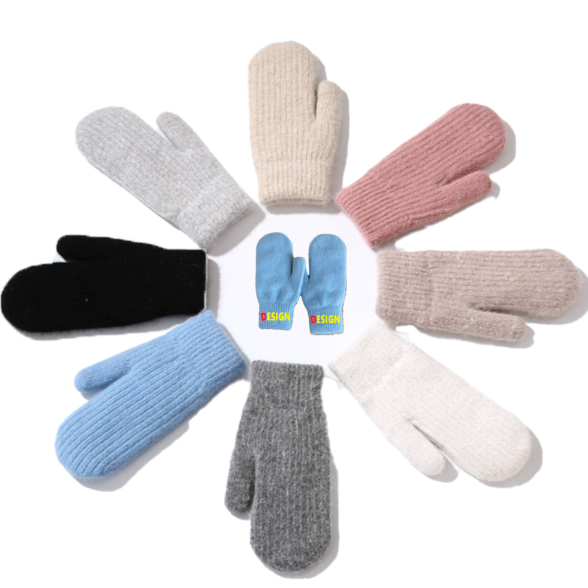 Winter Double-Layer Fleece Knit Gloves 2