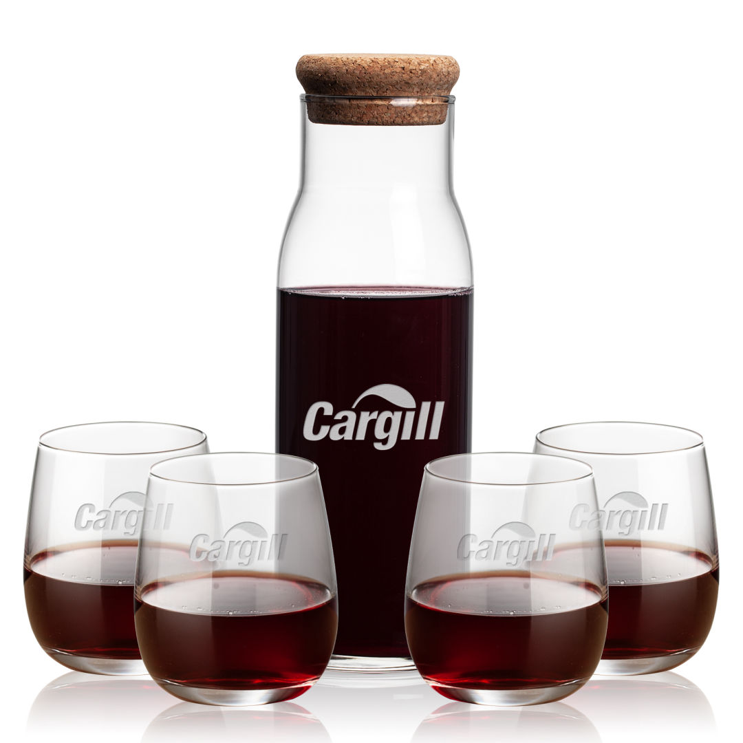 Aviston Carafe & Crestview Stemless Wine 4