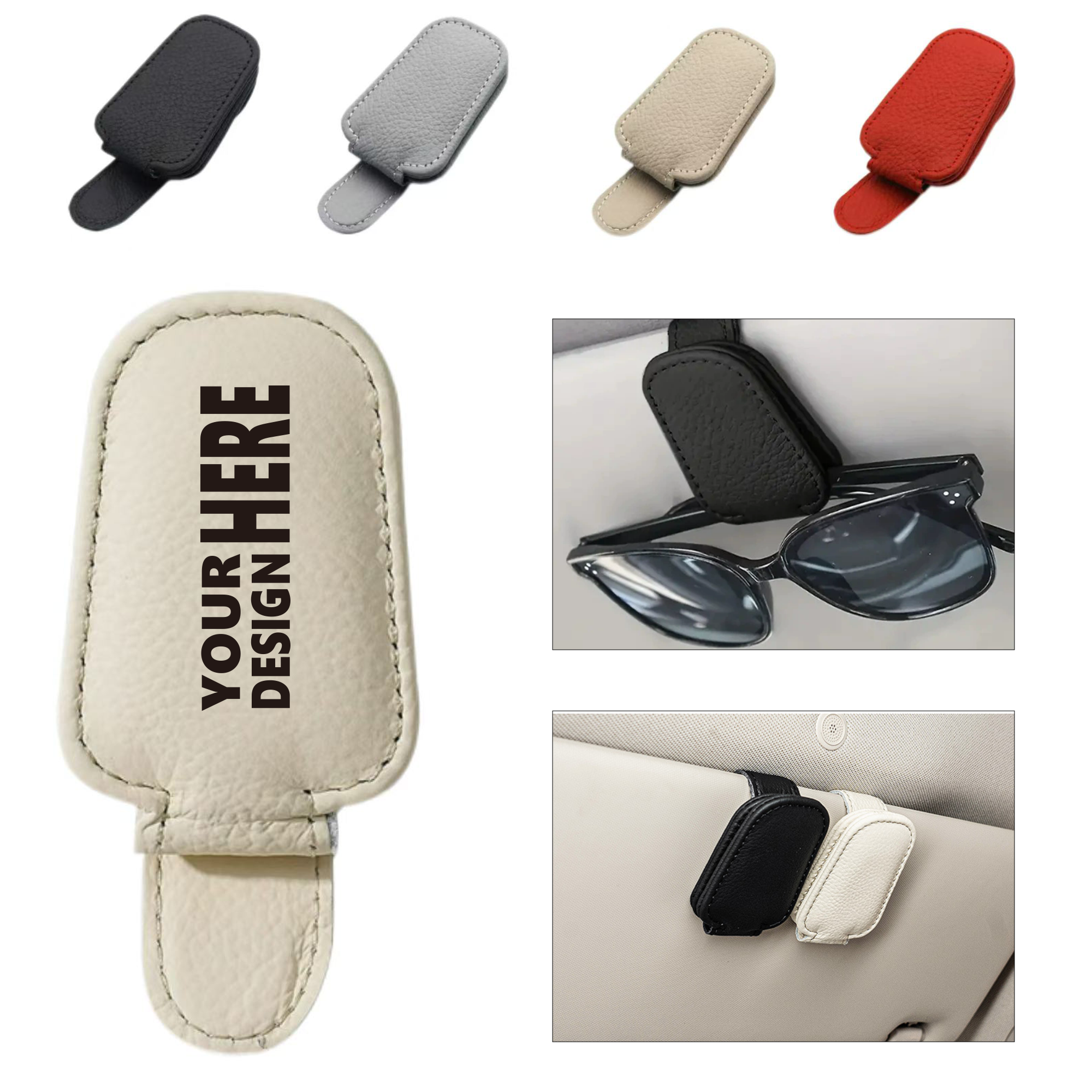 PU Leather Magnetic Eyeglasses Holder for Cars 3
