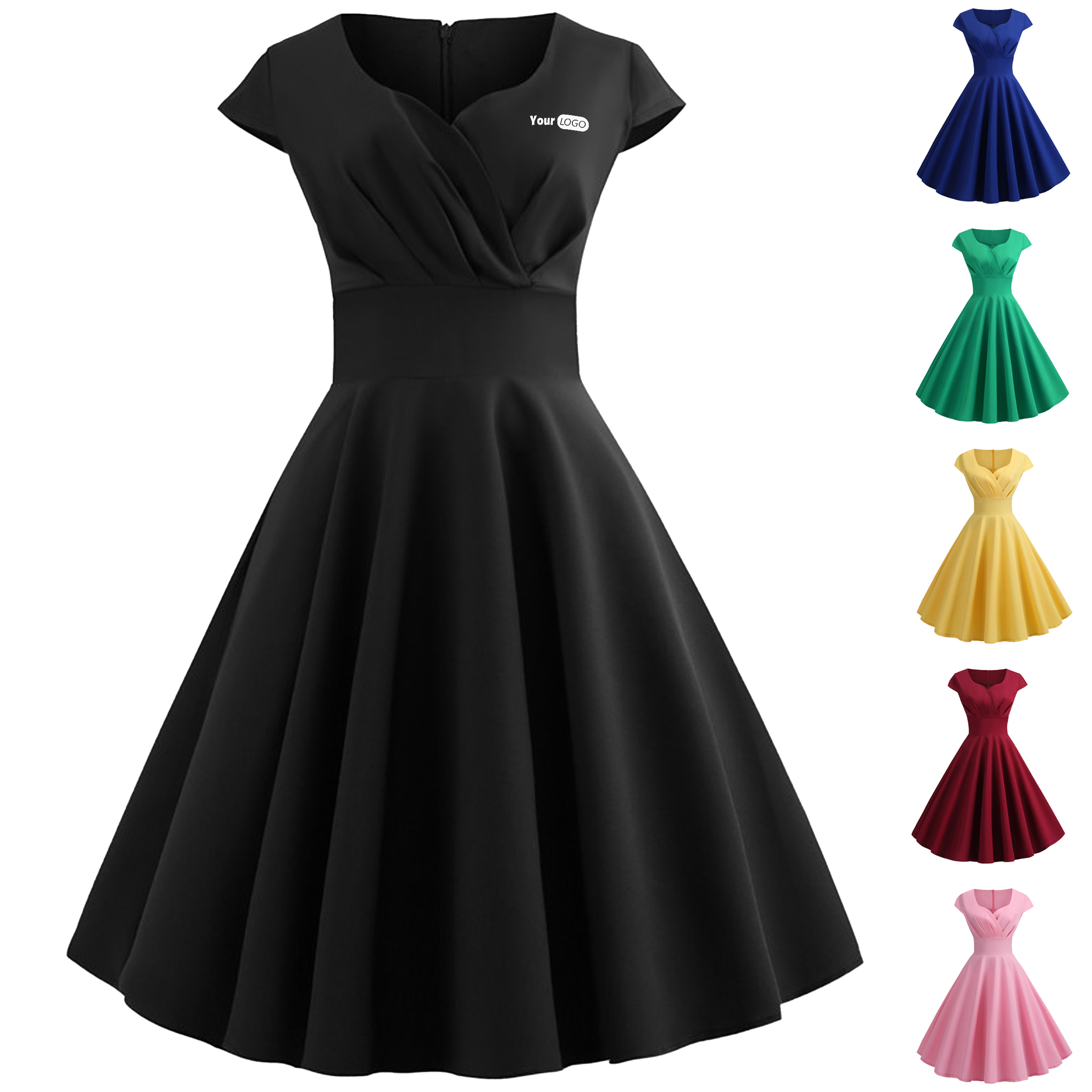 Polyester Summer V-Neck Dress 6