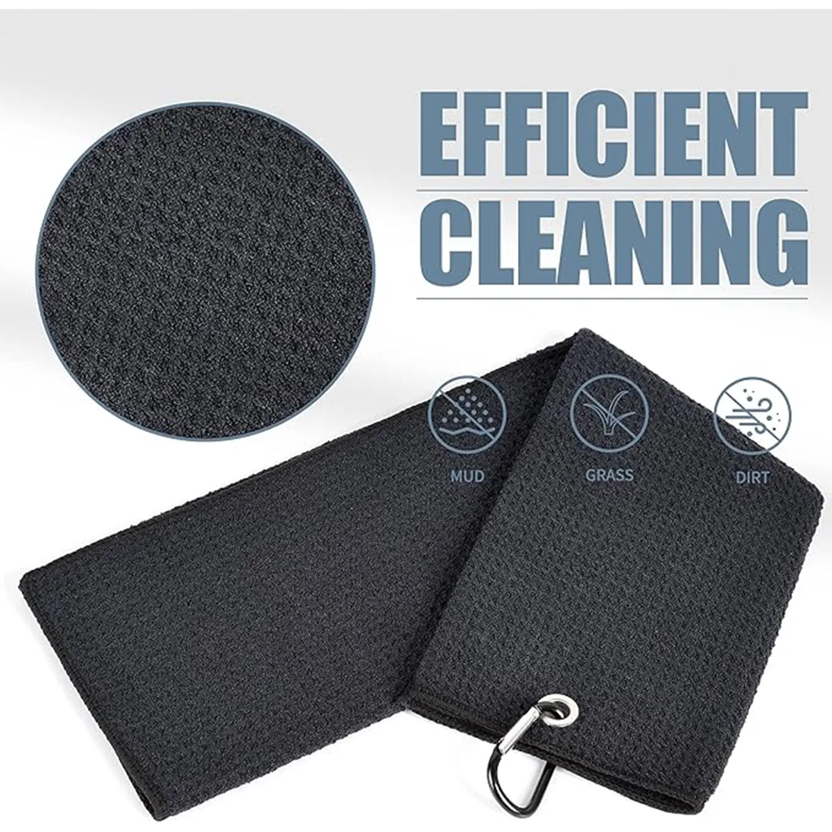 Microfiber Waffle Pattern Golf Towel With Carabiner Clip 6