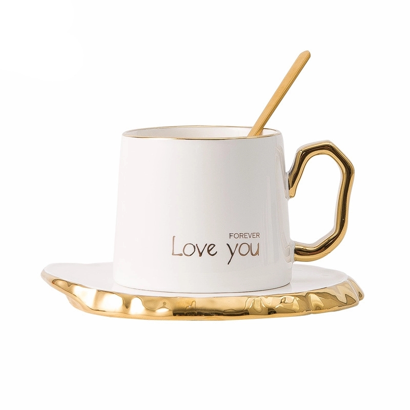 Custom 6 oz Ceramic Coffee Mug Saucer Set 6