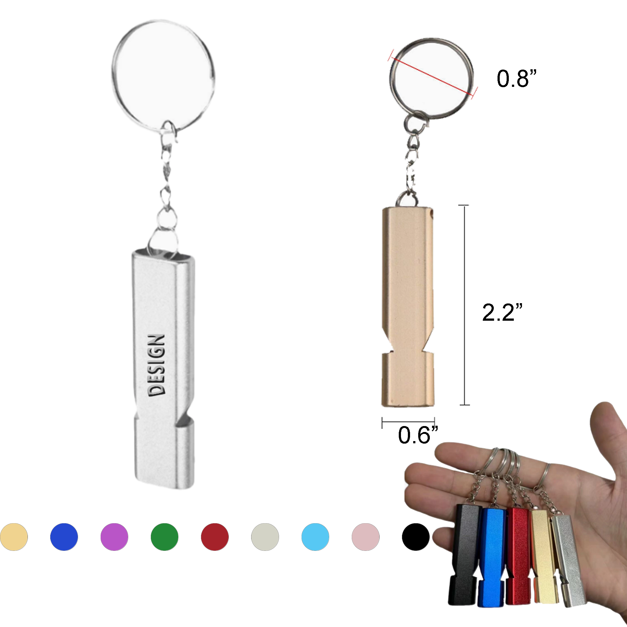Portable High Pitch Aluminum Whistle Keychain 2