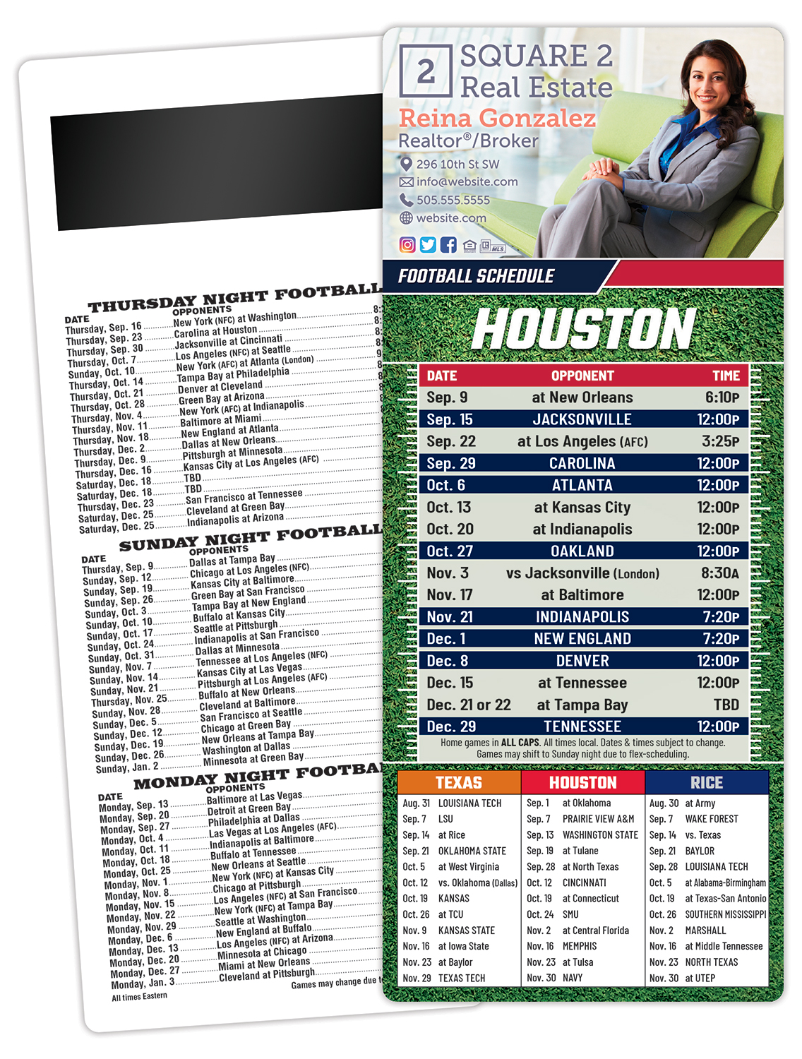 Football Schedule Laminated Card/Postcard with Magnet Strip 3.5x8.5 - 14 pt. 3